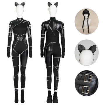 Wednesday Cat Costume Suit 2022 Wednesday Addams Cat Suit Cosplay Wig Becostume